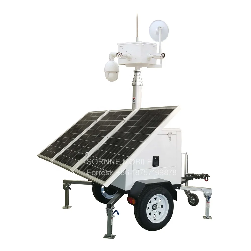 Factory OEM mobile portable solar cctv camera security  trailer for outdoor monitoring