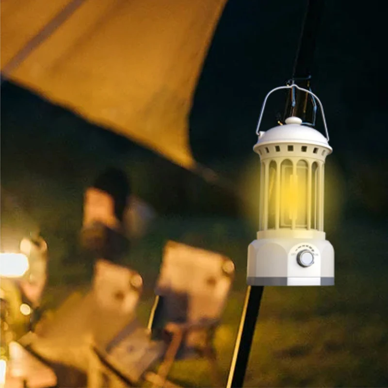 Outdoor Portable Retro Vintage LED Solar Lamp Multi-Function Camping Lighting with 3*Aa Battery for Tent Lighting