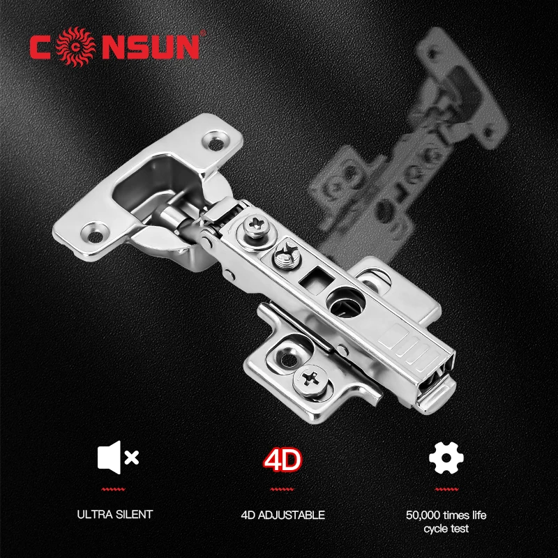 Consun шарнир 3D 4D Регулировка мягкий закрытый зажим на шкафу скрытые гидравлические мебельные