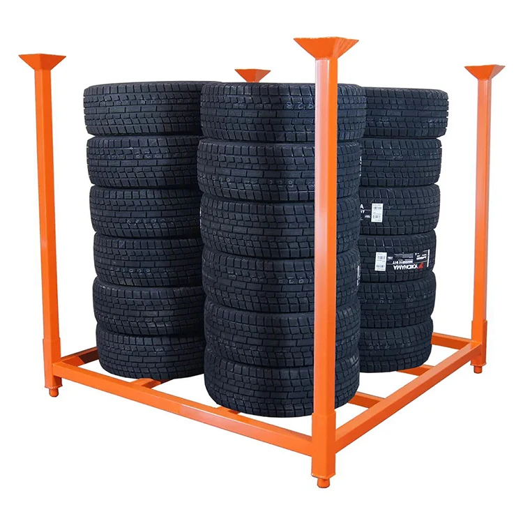 Widely used Wholesale Customized Steel Stacking Pallet Warehouse Foldable Storage Metal Truck Tire Rack for warehouse