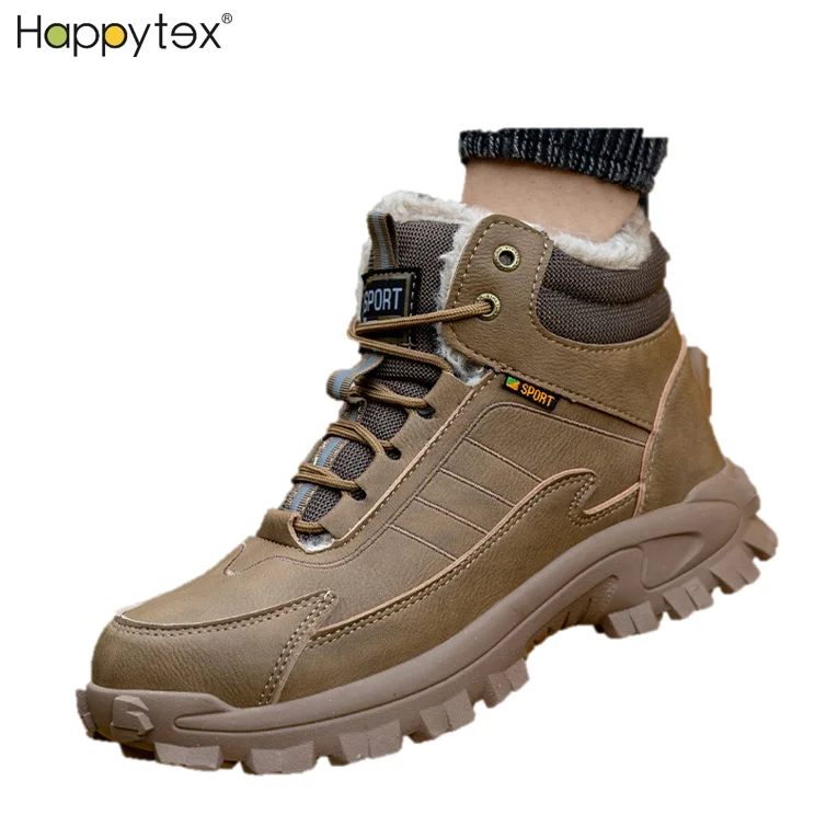 2024 Winter Wear-resistant Warm Anti Smashing Safe Steel Toe High Top Wool Industrial Protective Safety Shoes Men Working Boot