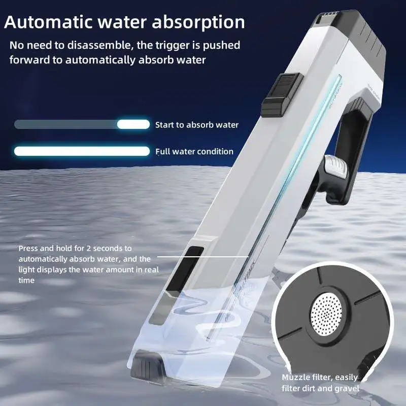 Electric Spray Gun Hight Automatic Water Absorption Electric Continuous Spray Gun Outdoor Water Fight Water Gun for Kids Adult