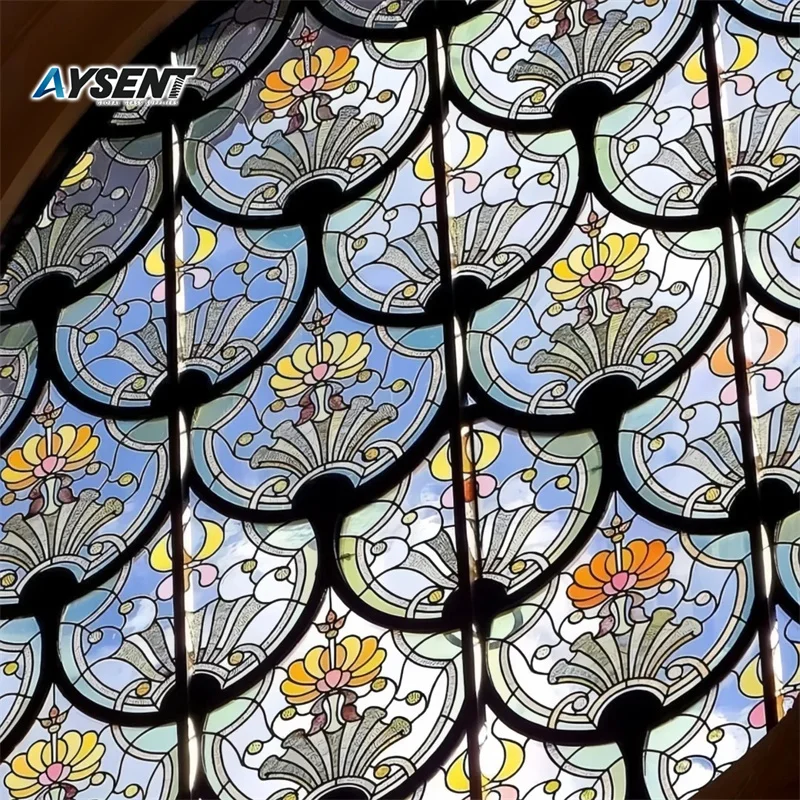 Color Pattern Printed Tiffany Window Decorative Glass Domes Bird-embroidered Church Stained Glass Decoration Flat Solid 3mm-12mm