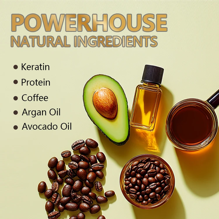 Custom label keratin argan oil shampoo and conditioner set, degreasing deep cleansing hair, avocado smoothing hair mask set