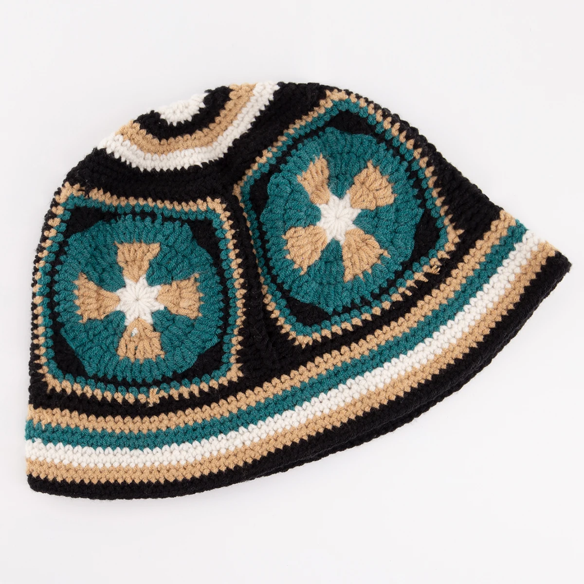 Designer Custom Knitted Flower Decor Bucket Crochet Sun Hats for Women