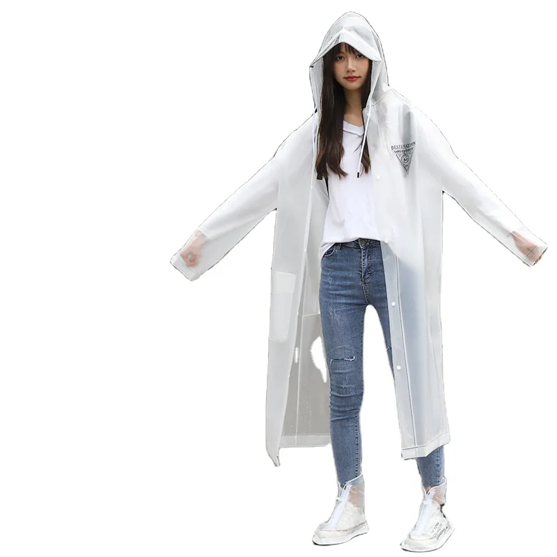New Style EVA Adult Rain Jacket Waterproof PE Material Long Jacket Fashionable Factory Supply with Custom Photo Images Travel