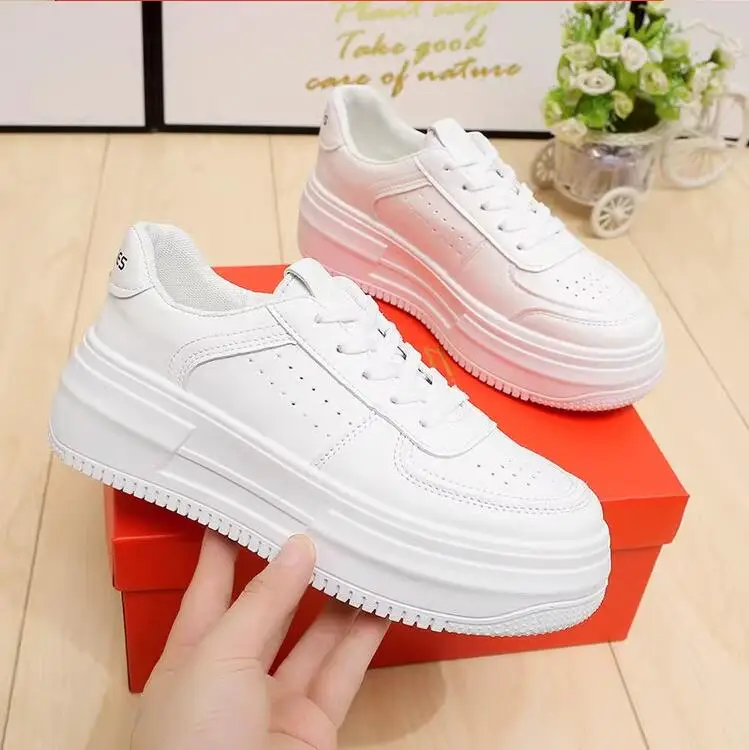 Thick sole heightening white shoes for women 2024 new summer versatile mesh sports shoes casual sneakers