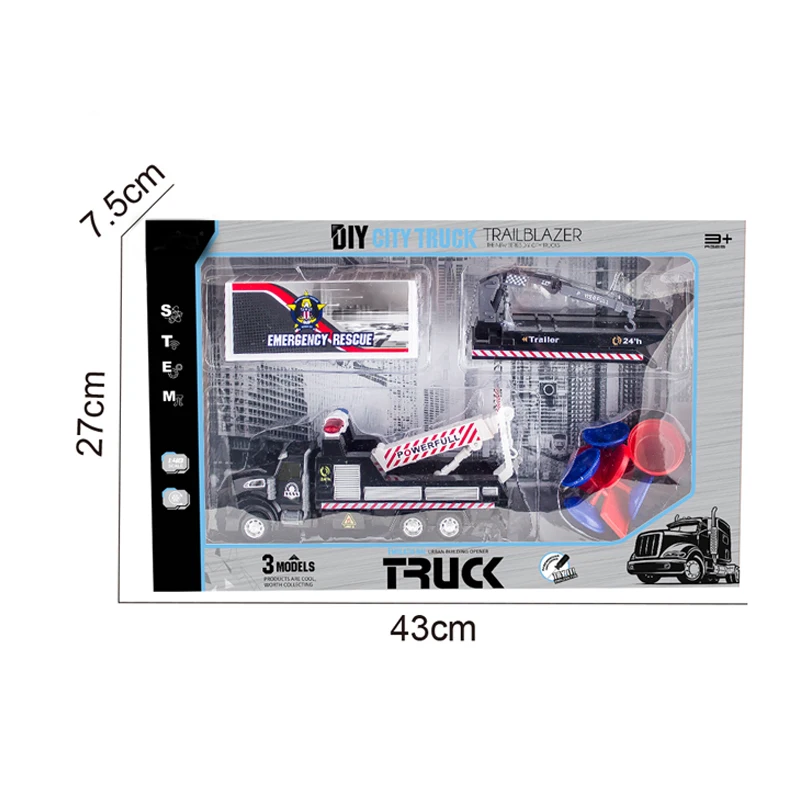 
DIY urban traffic rescue series assembly pull back 1:48 truck car toys for kids 