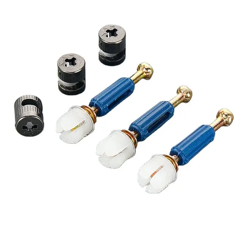 GQK 3 in 1 Connector Furniture Fitting Mini Fix Cam Excentric Cam Rod Bolt Plastic Dowel Pre-Inset Lock Connecting Fitting