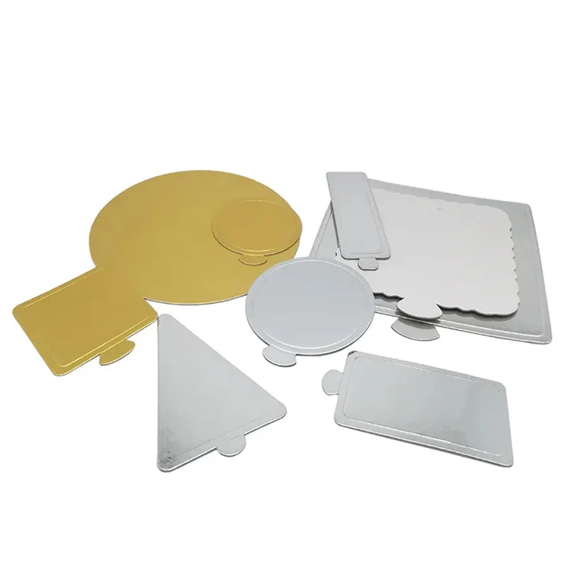 Wholesale Custom Mini Round Square Triangle Rectangle Cake Base Board Gold With Tab