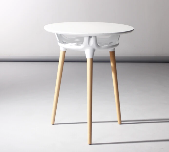 
The Nordic style minimalist home furniture white cheap round top wooden legs dining table 