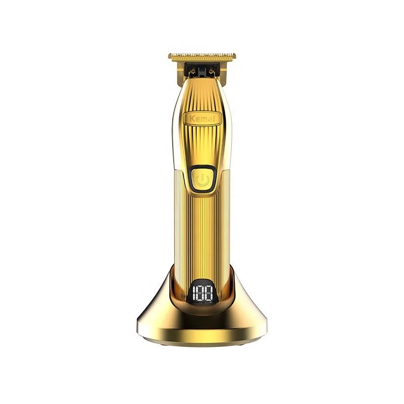 Kemei KM-i32S Золотой аккумуляторная электрическая машинка для стрижки волос с Зарядная база жидкокристаллическим цифровым дисплеем