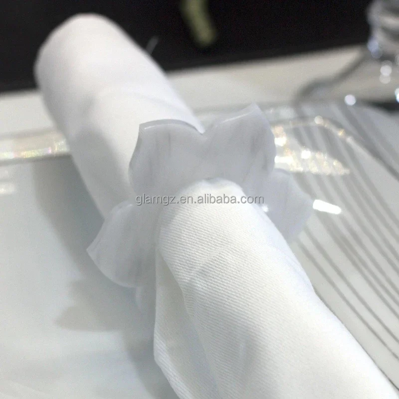 White Black Flower Printing Acrylic Lucite Napkin Ring