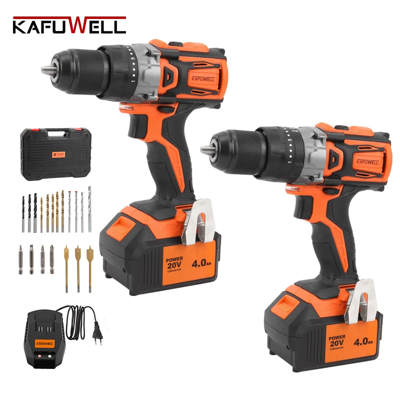 KAFUWELL PA4952A Brushless Motor Durable Lithium Battery Power Tool Combination Kits Electric Impact Drill Machine Screwdriver
