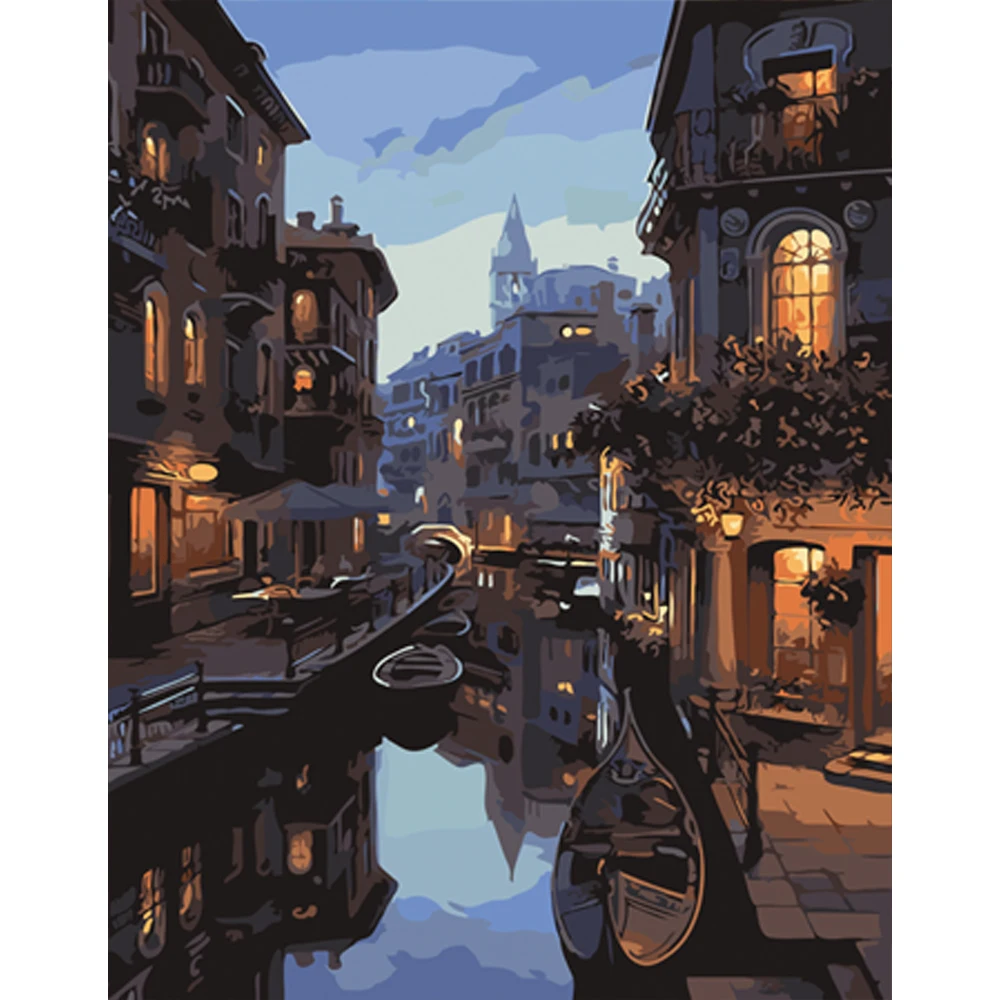 
Diy Handpainted Painting By Number Oil Paint By Numbers Beautiful Night Venice Landscape Canvas Wall Art Gift Artcrafts Adults 