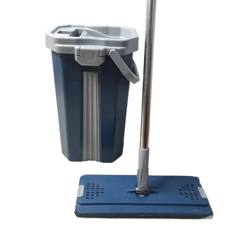 IMAXX Flat Floor Mop and Bucket Set Hands Free Home Floor Smart Cleaning System Microfiber Mop Bucket Floor Cleaning System