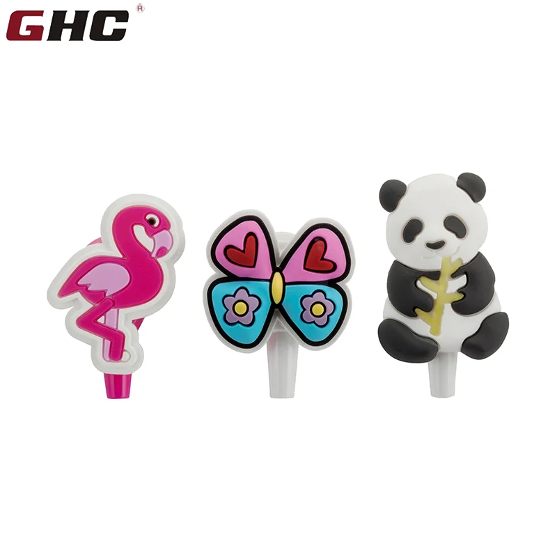 Free sample custom gift box cute cartoon panda mobile phone earphones wired headphone with mic