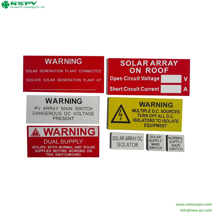 Solar System Label Sheet Engraved Solar Warning Label Kits