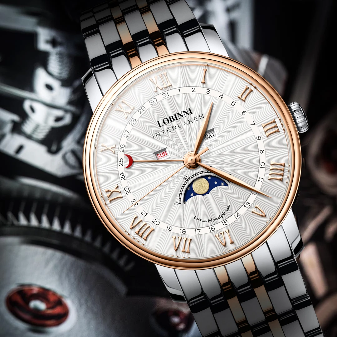 LOBINNI 3604 luxury brand Waterproof Wrist Watch Wristwatches Quartz Classic Black Relojes Hombre Lujo