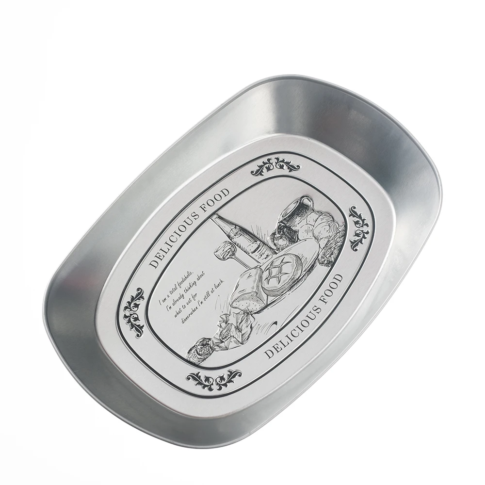 High Quality Vintage Bread Dish Metal Dinner Plates Carving Printed Design Fruit Pan Candy Storage Tray For Home Bakery