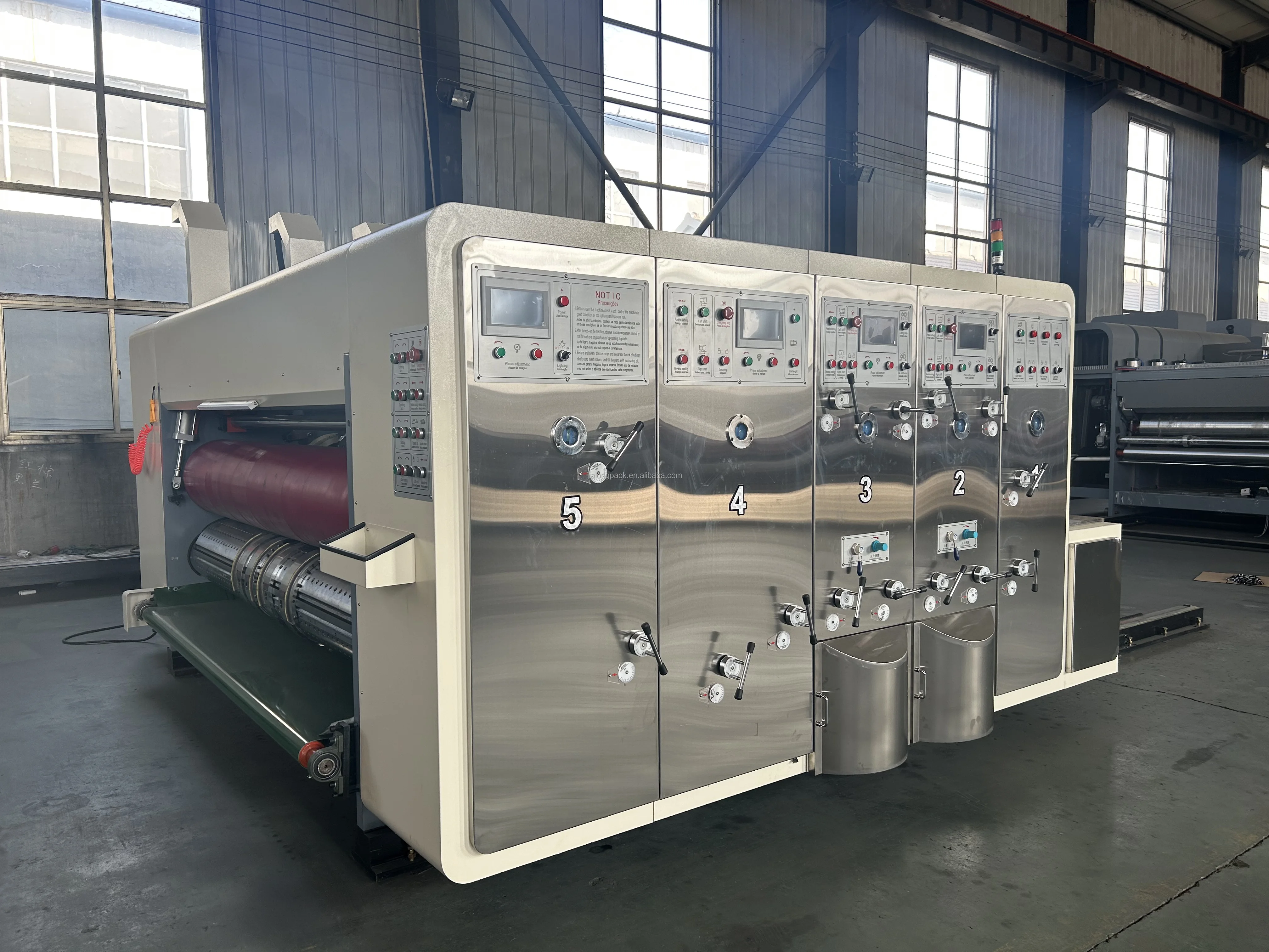 Pizza Boxs Corrugated Paper Cardboard Box Automatic Feeding Flexo Printer Printing Making Machine