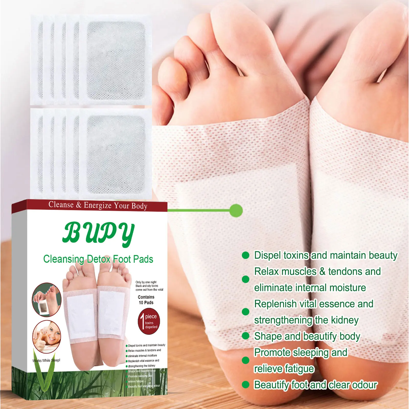 Hot Selling Custom Logo Body Feet Relieving Pain Stress Toxin Detox Pads Foot Patch Packing 100% Natural Foot Care Products