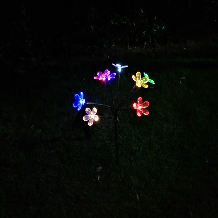 Wholesale Outdoor Lawn Landscape Lamp RGB Multi Colors Spike Decorative LED Solar Energy Flower Garden Light
