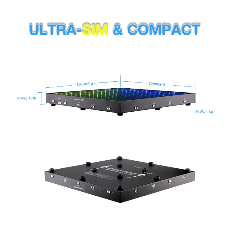 Wireless Fast Set Up Ultra-sim DMX 3D Mirror Magnetic LED Dance Floor