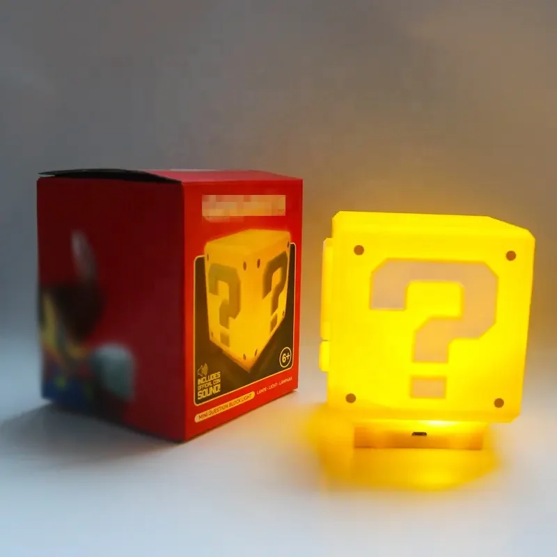 LED Cartoon Question Mark Sound Charging Small Night Light Block Brick Desktop Small Desk Lamp Bedroom Bedside Lamp