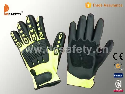 HIGH-VIS TPR Rigger Excellent Grip Cut 5 Handyman/Boxer Work Glove, Abrasion Resistant Oil & Gas Drilling Safety Impact Gloves