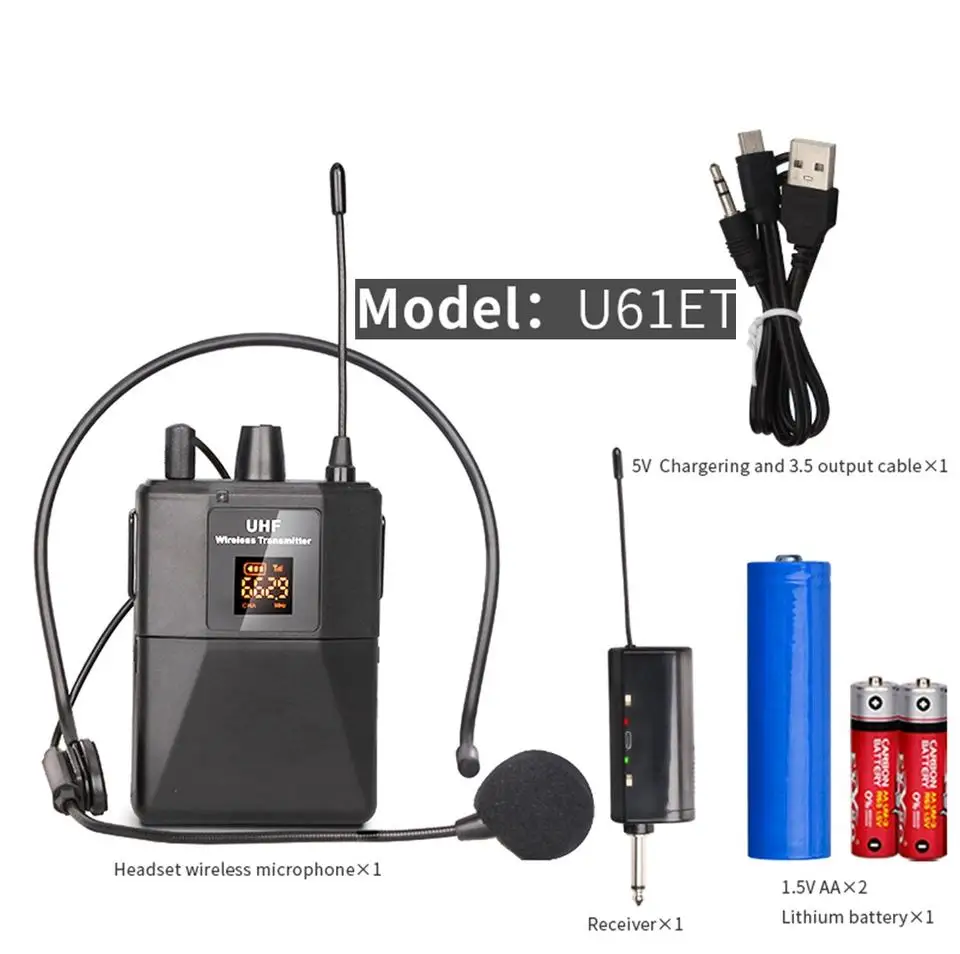 UHF wireless headset microphone is used for live broadcast, video recording, teaching, interview and live broadcast