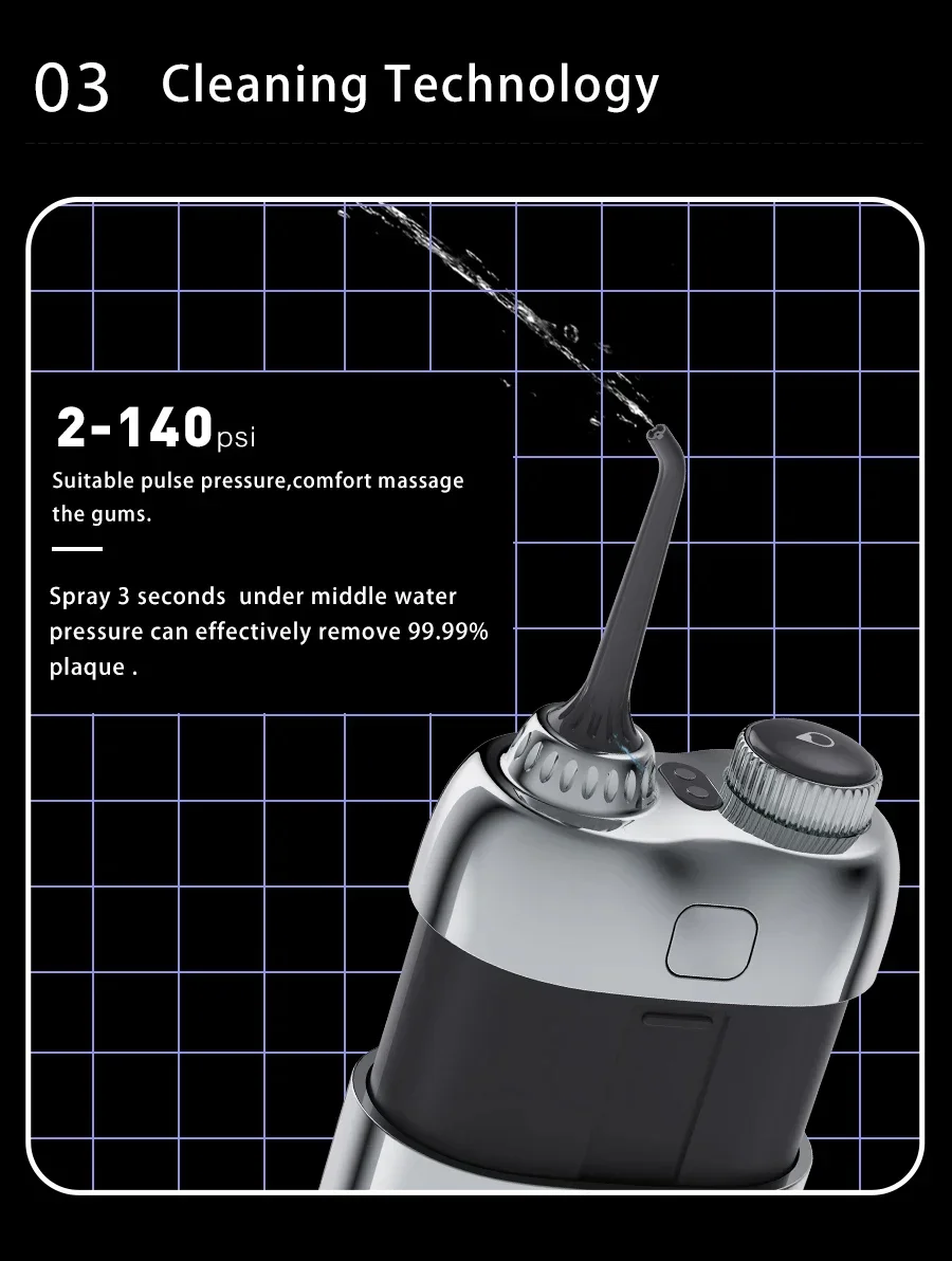 Oral Irrigator Wireless Electric Dental Shower Mini Portable Water Flosser, Dental Care Irrigator with Retractable Water Tank