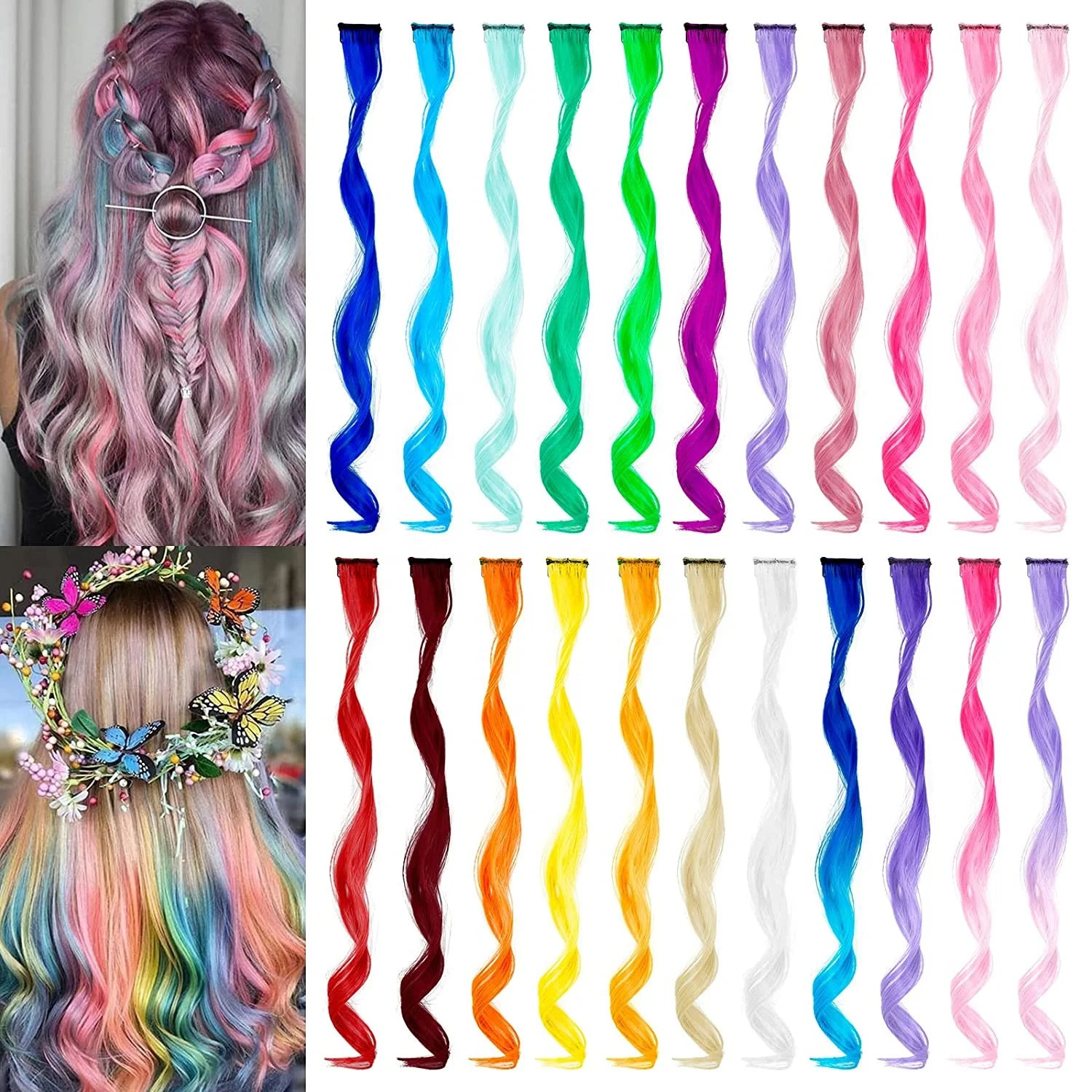 Party Highlight Curly Wave Synthetic Fiber Headpieces Comb Hair Clips for Women Girls Clip in Hair Extensions