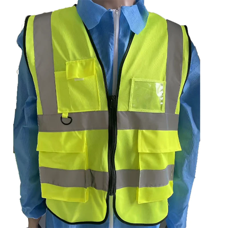 yellow customised hi vis surveyor engineer ems medical construction reflective safety vests class2 with pouch bag
