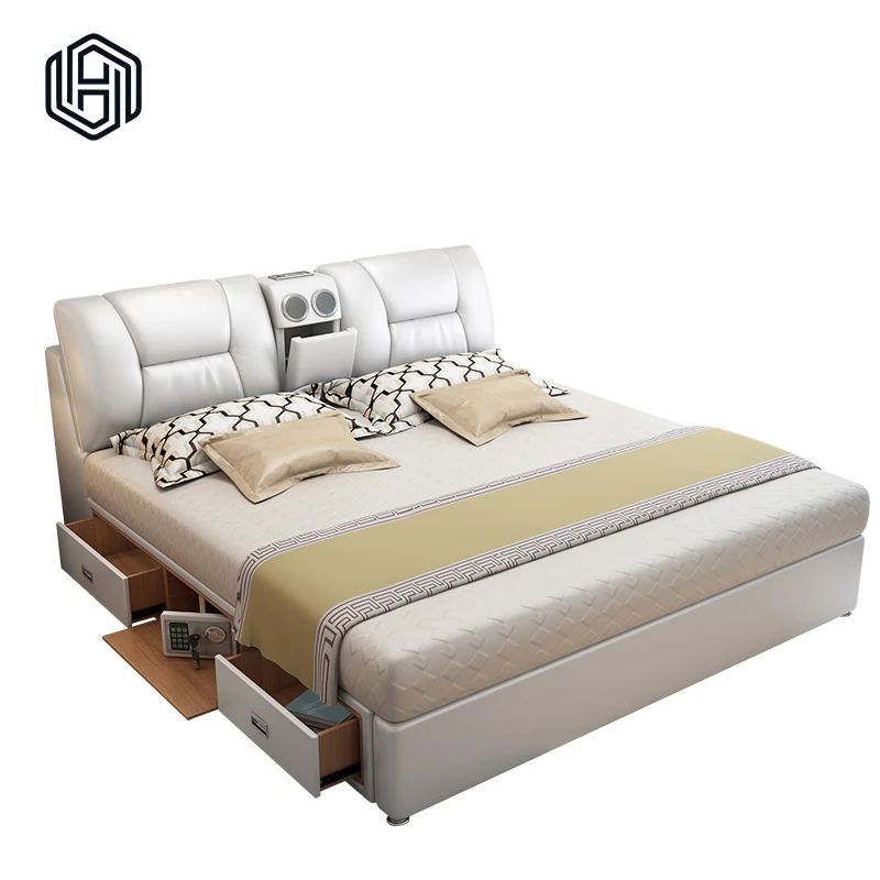
huijuyoupin Free sample Best seller in China luxury King size smart bed Professional design multifunctional bed 