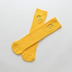 Cute Eggplant Avocado Kiwi fruit Orange Banana Peach pattern Baby Socks Combed Cotton Ribbed Cartoon Knee Length Socks for Kids