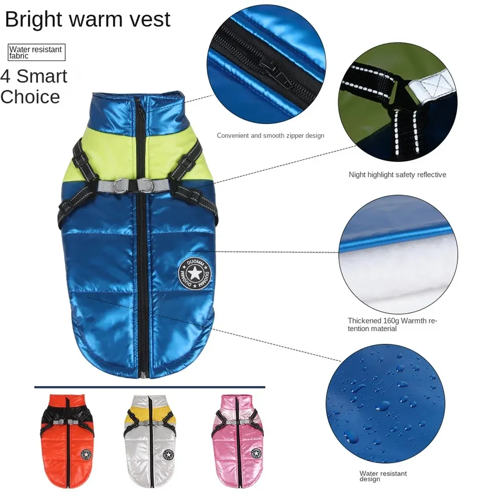 Wind-Proof Custom Wholesale Luxury Winter Dog Clothes Pet Jacket Waterproof Small and Big Dog Coat Apparel Designer Dog Clothing