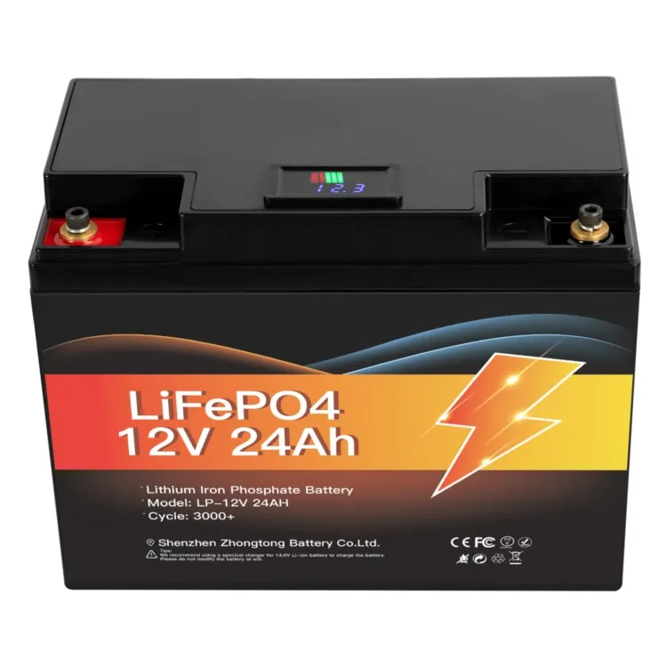 High Capacity 12v 24ah Deep Cycle Battery Pack Rechargeable Solar Lithium Ion Phosphate Pack with Led Display