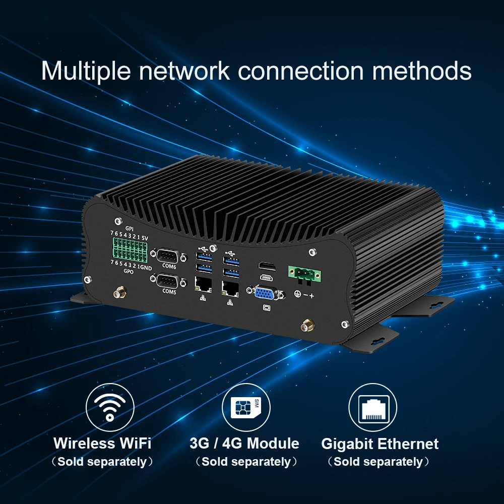  Безвентиляторный мини настольный пк Core i7 10510U DDR4 RS232 RS485 2 LAN WiFi LPT PS/2 VGA 4G LTE SIM GPIO промышленный