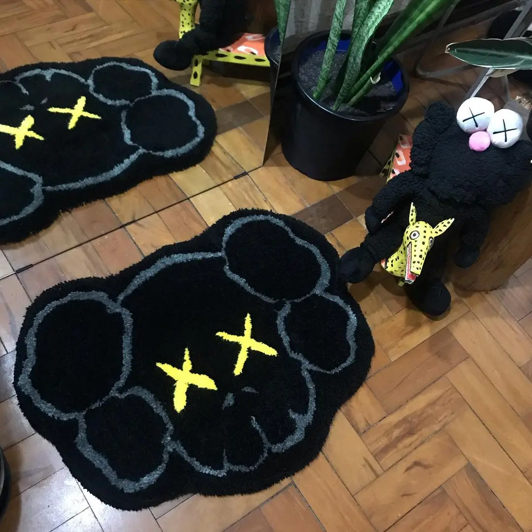 High Quality Tufting Gun Custom Logo Rug Bedroom Die Cut Cartoon Alfombras Shaped 3D Floor Mats Kaws Rug Custom Rugs
