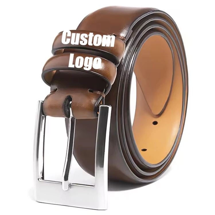 Custom logo Casual Pin Buckle Luxury Leather Belts Mens Genuine Leather Belt