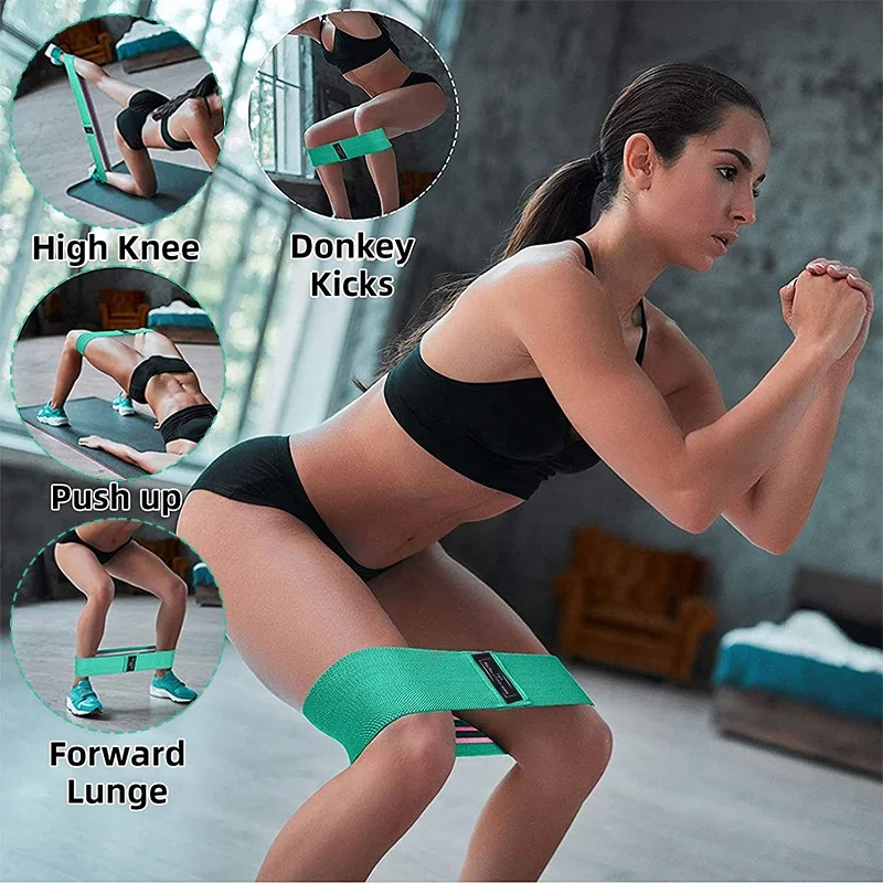 Factory Wholesale Hip Circle for 3 Level Anti Slip Yoga Fitness Exercise Band Custom Logo Printed Elastic Resistance Bands