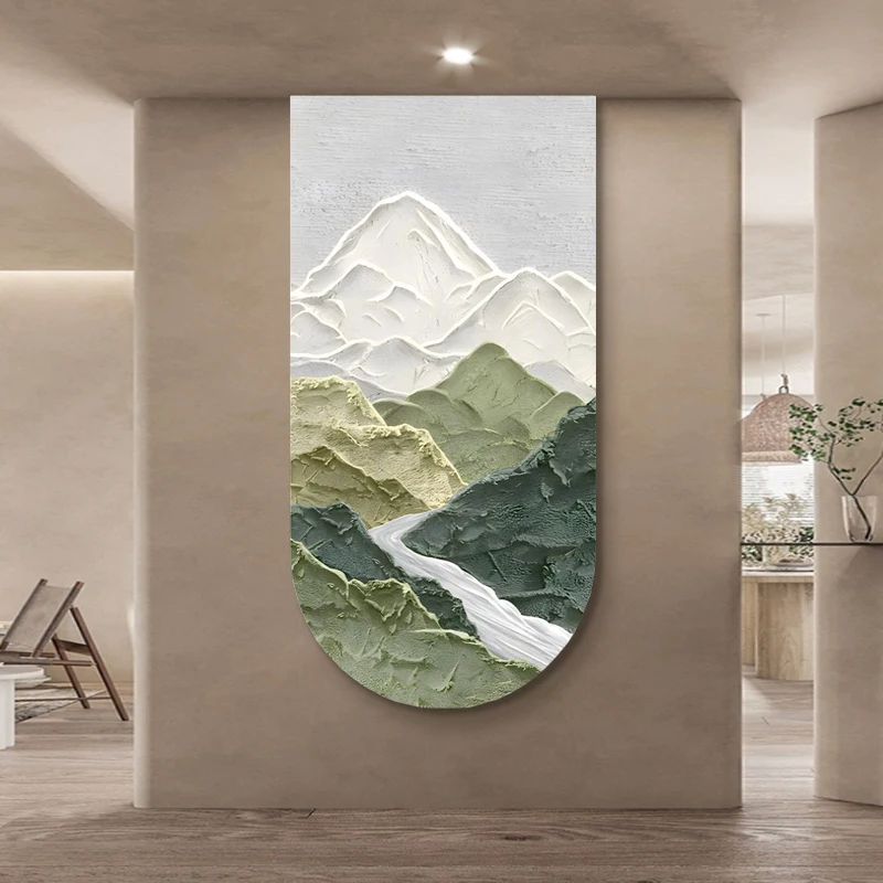 Landscape and Water Entrance Decorative Painting Wall Art LED Light Painting Crystal Porcelain Painting Home Decoration