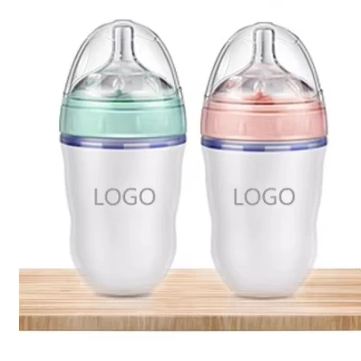 Новый дизайн Прямая продажа с фабрики бутылка для молочной воды BPA бесплатно силиконовая бутылочка кормления новорожденных
