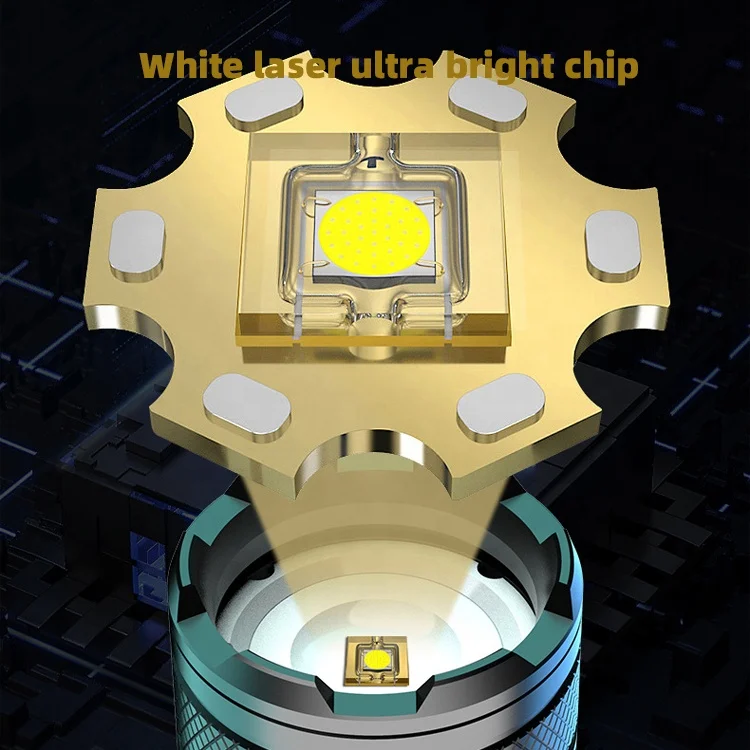 Manufacturers direct sales new white laser zoom headlight ultra bright LED fishing camping telescopic flashlight work light