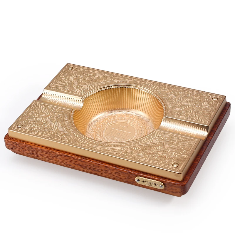 
JF 2002 NEW bronze metal and wooden rectangle Cigar Ashtray zicn alloy merbau big size  (62357601675)