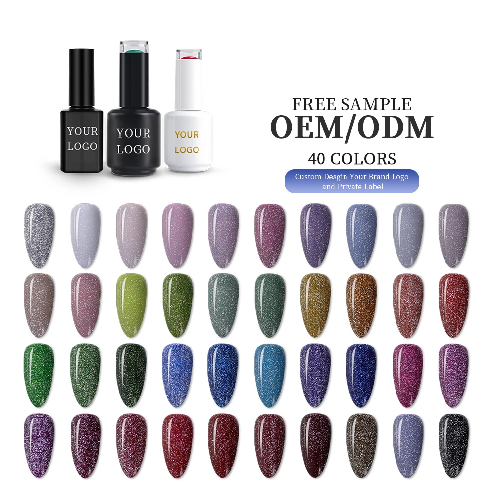 MSDS Private Labels Flashing Disco Reflective Gel Polish UV/LED Glitter Nail    OEM/ODM