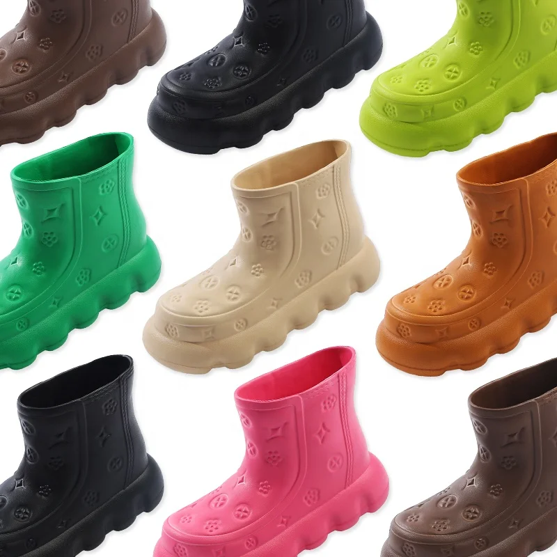 Женские резиновые ботильоны, Черные ботильоны на плоской подошве, в западном стиле, 2023