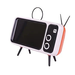 Vancel Handsfree Blueteeth Wireless Retro Tv Shape Speaker Play Mobile Phone Holder Vintage Powerbank 1500Mah