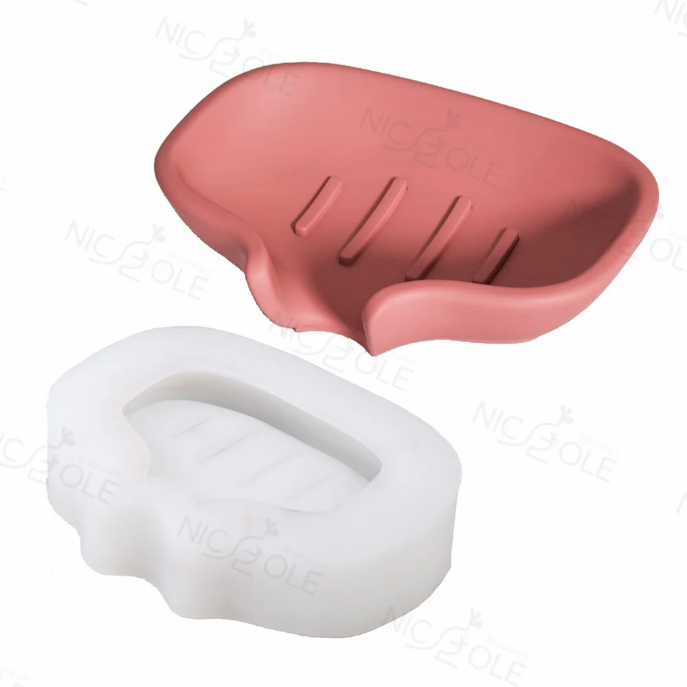 Nicole Handmade Epoxy Resin Concrete Cement Soap Dish Self Draining Soap Holder Tray Soap Rack Casting Mold